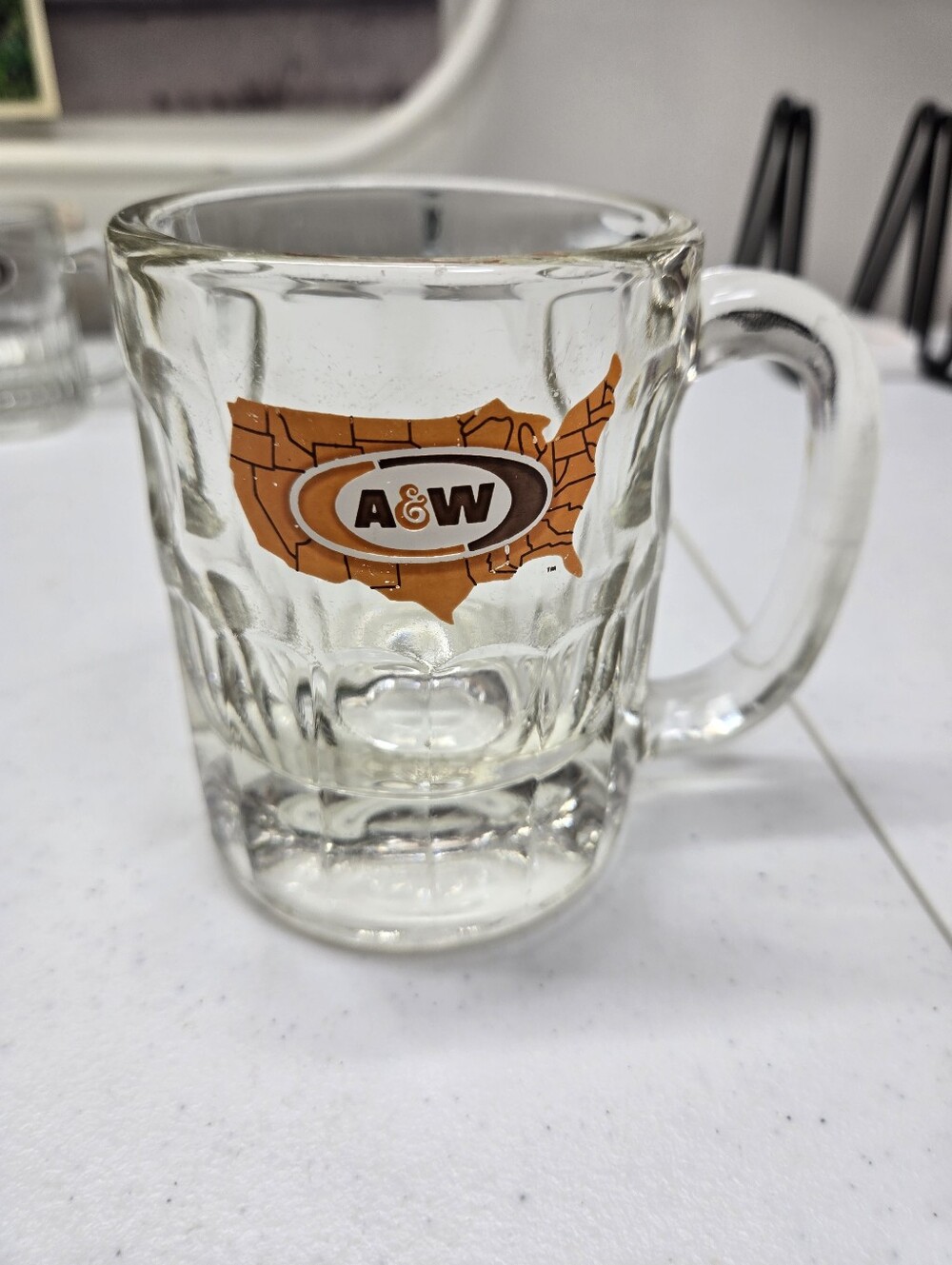 Vintage A&W Root Beer Soda Mug 4.5 Inches Tall Dimple Sides Very Good Condition
